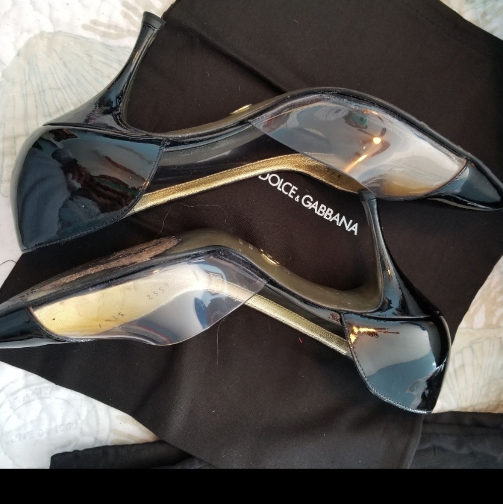 Dolce & Gabbana Black Patent leather & Clear heels - Picture 3 of 5